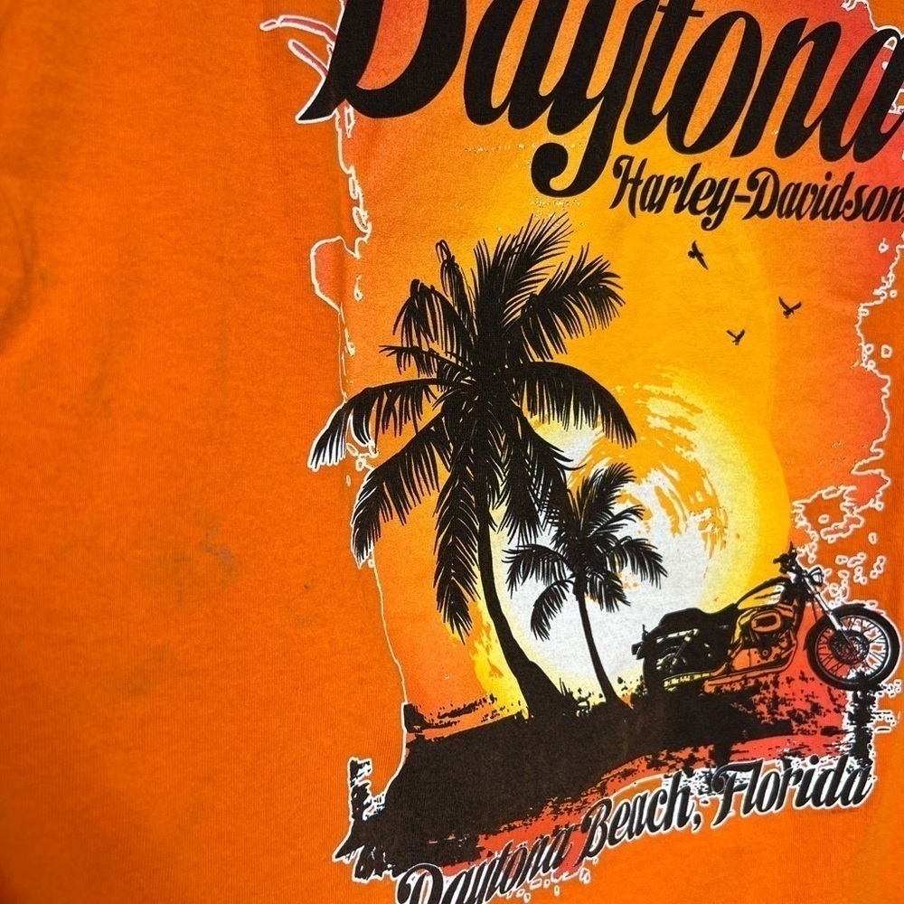 Harley-Davidson Men’s Orange Daytona Beach Graphic Print T-shirt, Size Large - Picture 5 of 9